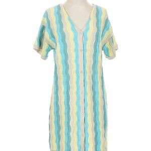 Yllw Felix Knit Mini Striped Shift Summer Collar Dress